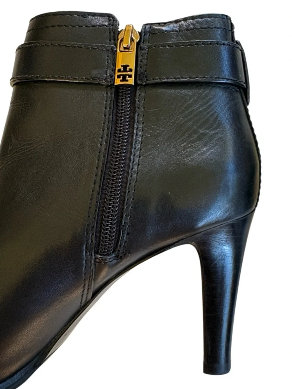 EUC Tory Burch Leather Bristol Heeled Ankle Boots Black Size 7.5